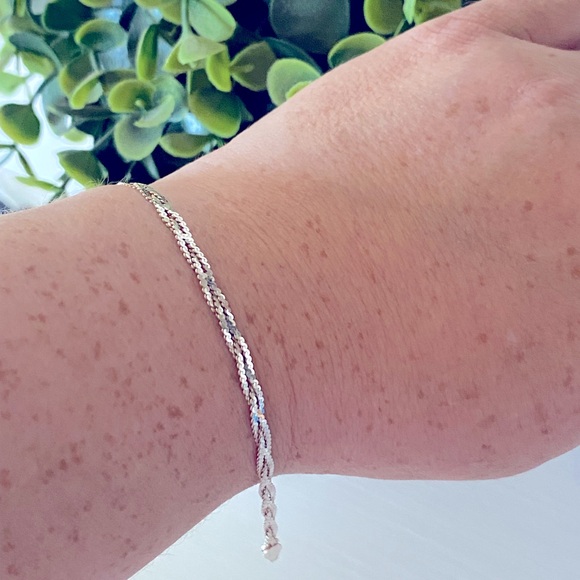 Vintage woven Milor Italy 925 sterling silver bracelet 7” Length Diamond cut - Picture 6 of 7